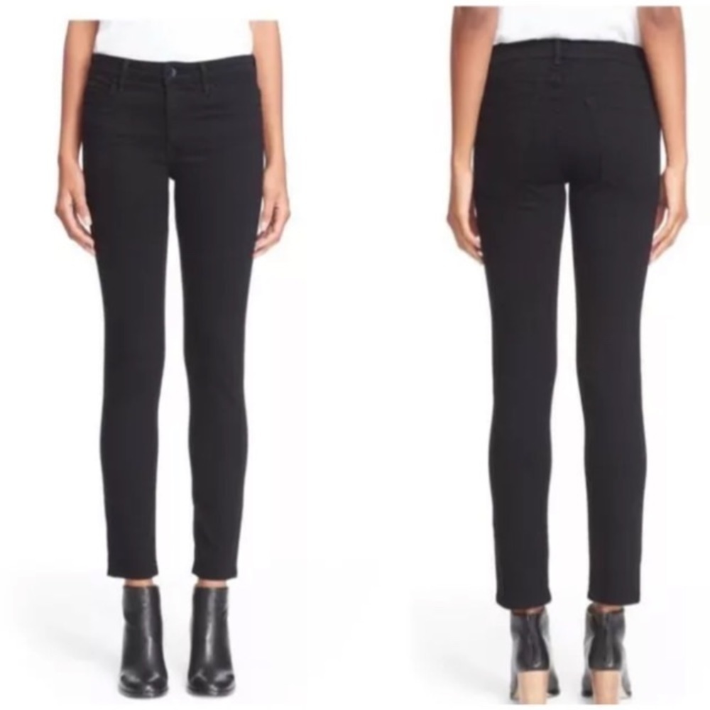 Helmut Lang Women's Ankle Zip Skinny Black Denim Moto Ankle Cropped Jeans Sz 26